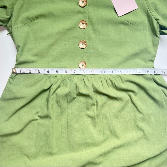 Emily & Me Midi Dress Khaki Green Cotton 
V-Neck Size 8 Bohemian Cottagecore - Picture 12 of 13